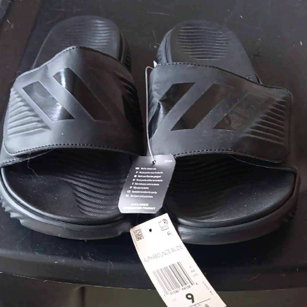 Adidas Men's Black Slide Sandals